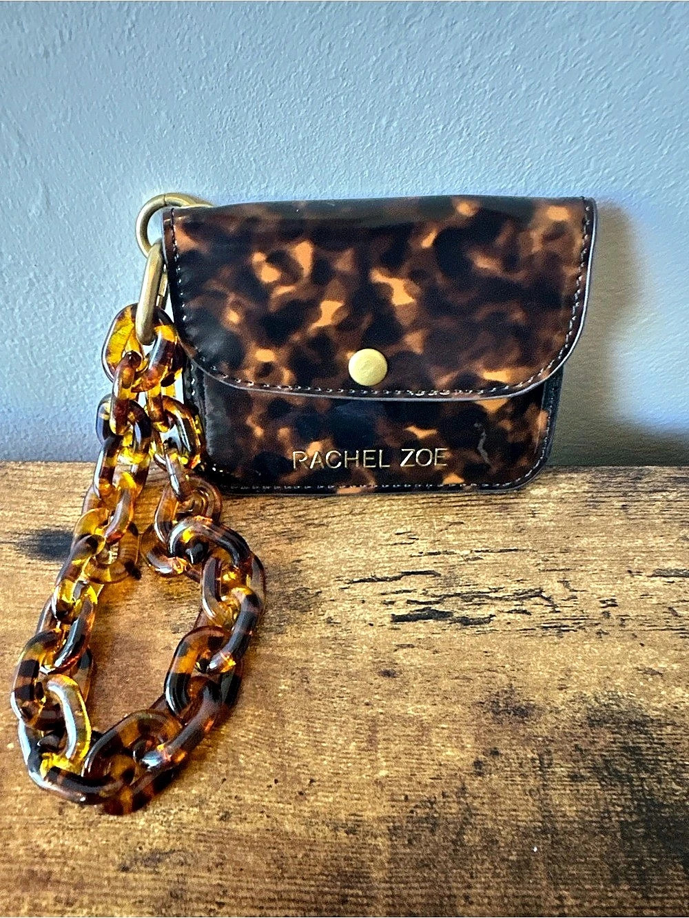 Rachel Zoe Tortoiseshell Mini Wallet Cardholder Wristlet with Wrist Strap NWOT